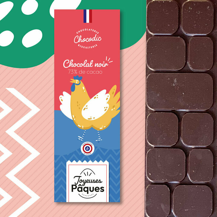 Tablettes de chocolat Pques Saveur Chocolat Noir 73% de Cacao