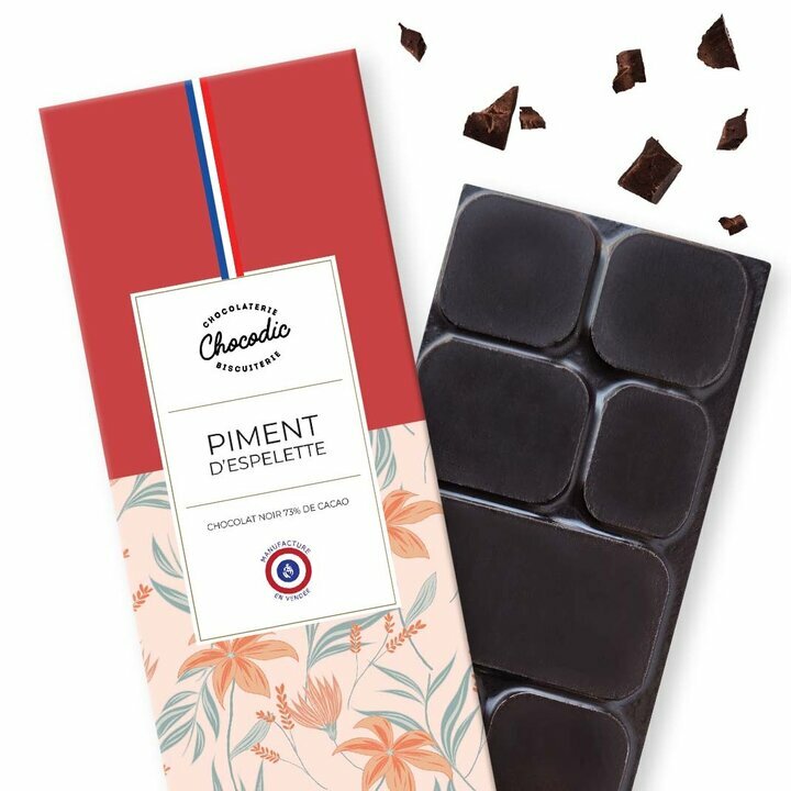 Tablette chocolat Noir piment d'Espelette Tablette chocolat Saveur Chocolat noir piment d'Espelette