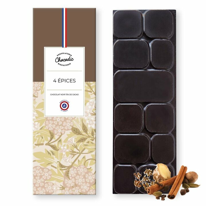 Tablette chocolat Noir 4 épices Tablette chocolat noir 4 épices