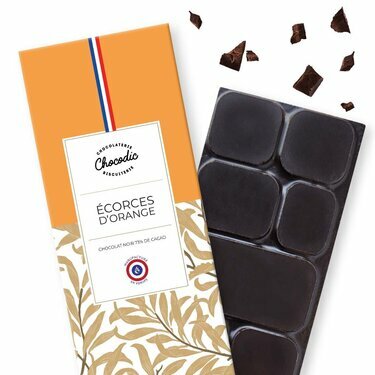 Tablette chocolat noir écorces d'orange