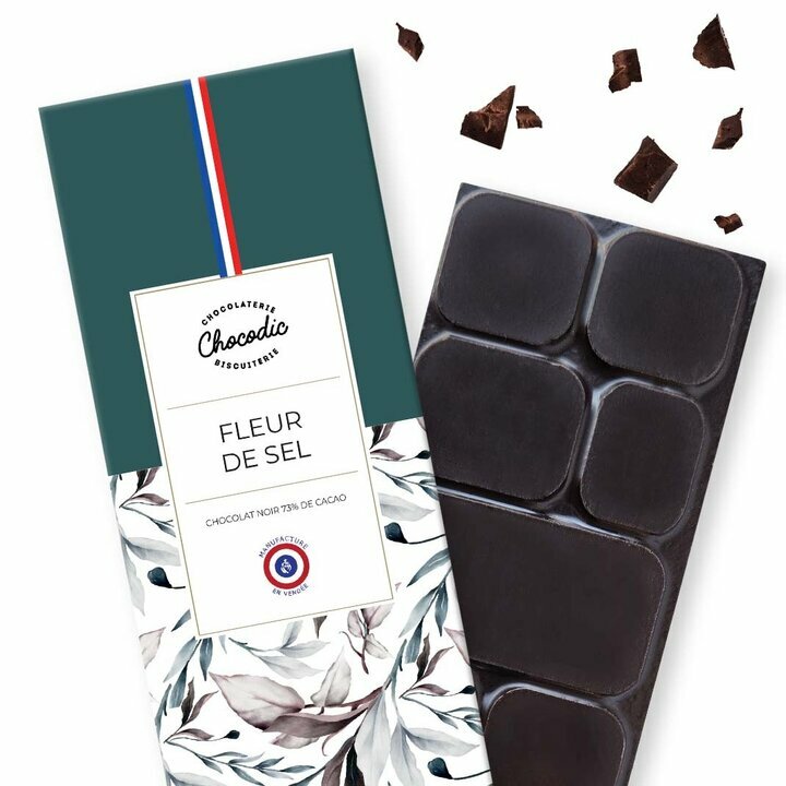 Tablette chocolat Noir fleur de sel Tablette chocolat Saveur Chocolat noir fleur de sel