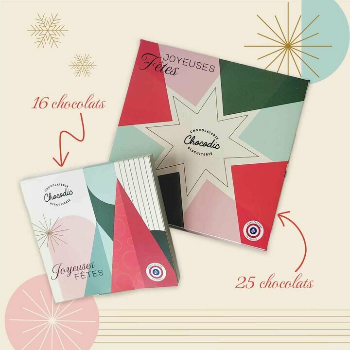 Deux modles au choix de coffret luxe de chocolats de Nol