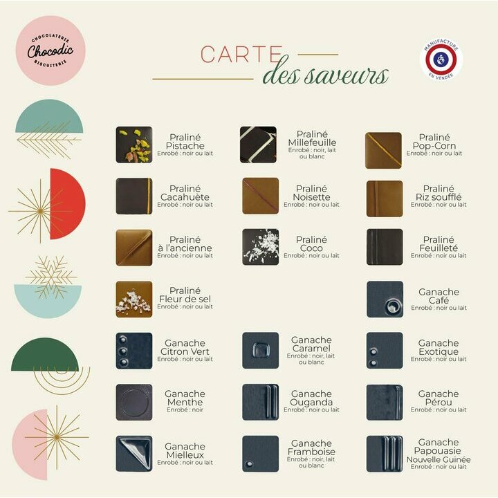 Carte des saveurs des chocolats fins Nol 2024