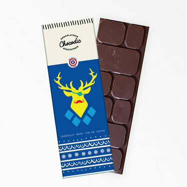 Tablette de chocolat Noël Noir 73% de cacao