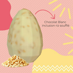 Oeuf chocolat blanc inclusion riz souffl