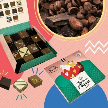 Coffret de chocolats fins pralinés de Pâques