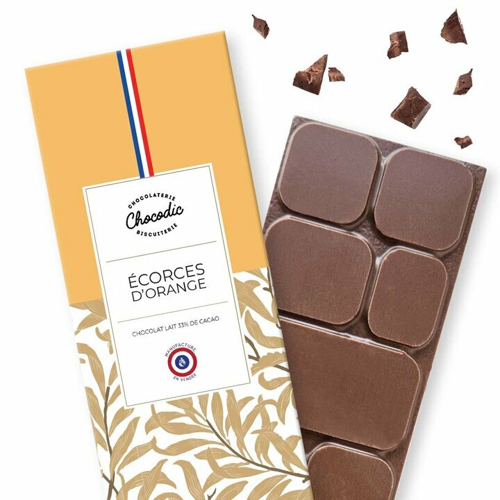 Tablette chocolat Lait écorces d'orange Tablette de Chocolat Saveur Chocolat Lait Ecorce d'Orange
