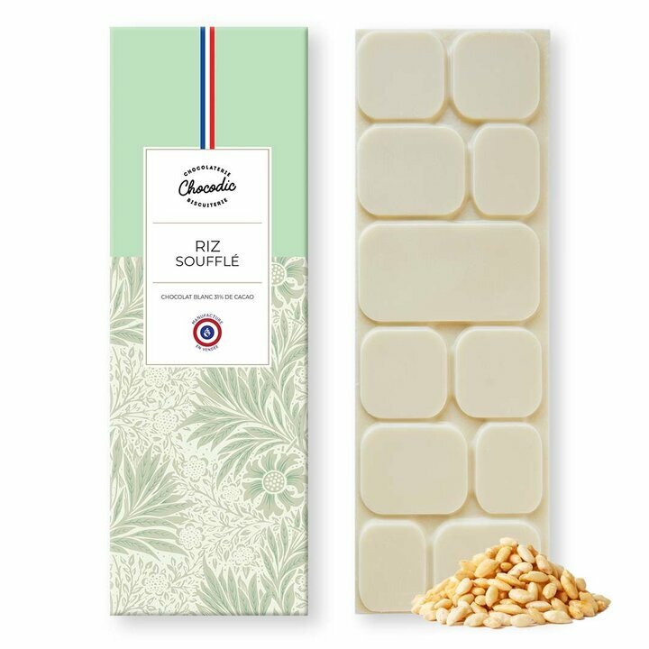 Tablette chocolat Blanc riz soufflé Tablette de chocolat blanc riz soufflé