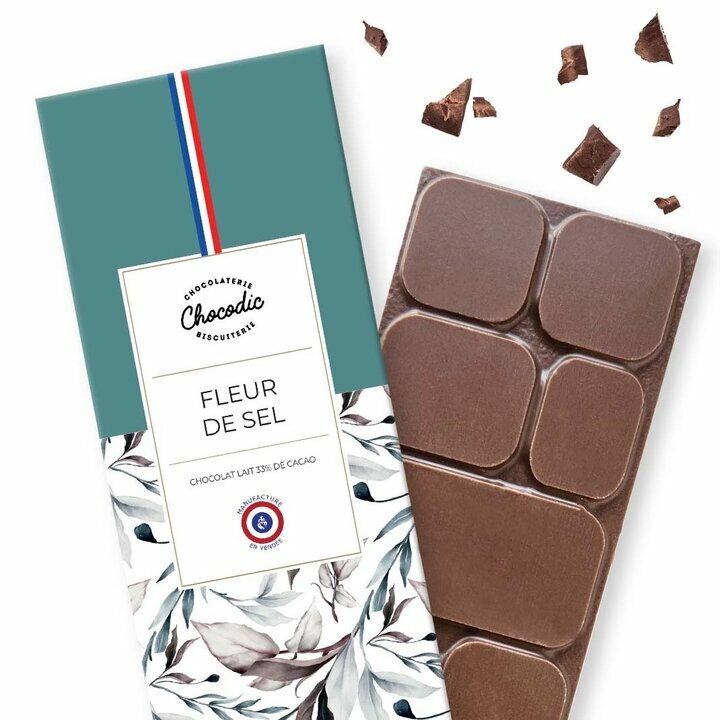 Tablette chocolat Lait fleur de sel Tablette chocolat Saveur Chocolat Lait et fleur de sel