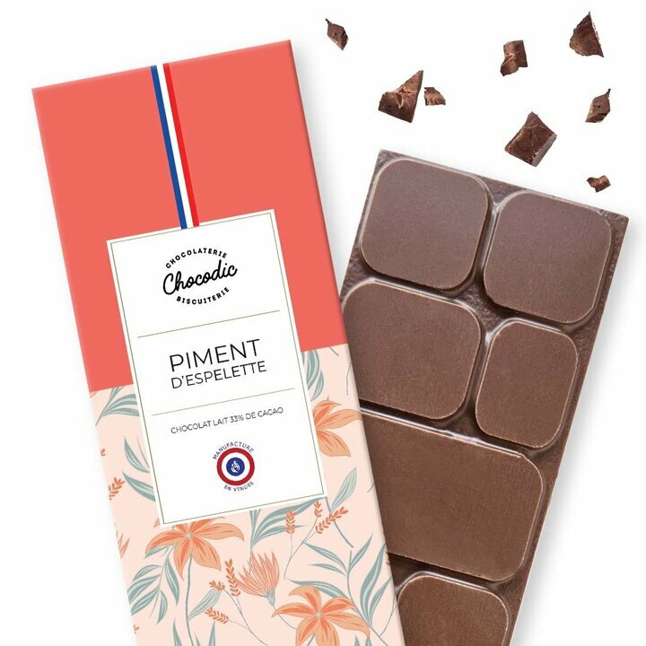 Tablette chocolat Saveur Chocolat Lait piment d'Espelette