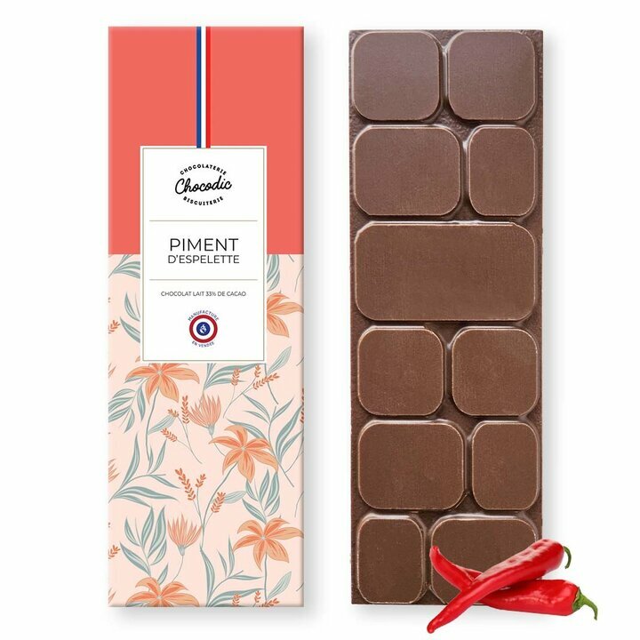 Tablette chocolat Lait piment d'Espelette