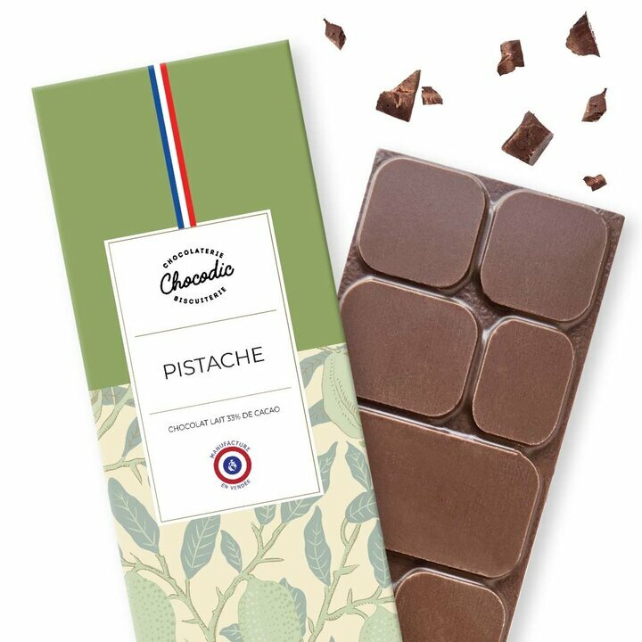 Tablette chocolat Lait pistache Tablette chocolat Saveur Chocolat Lait pistache