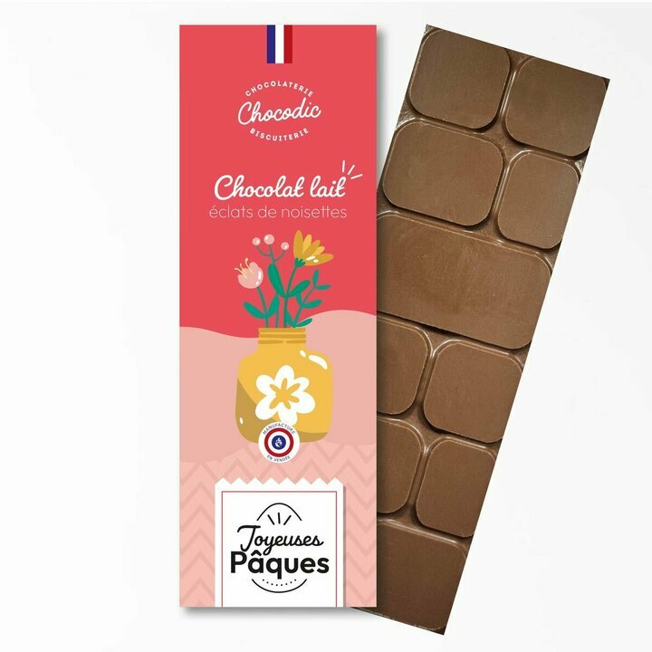 Tablette de chocolat Lait clats de noisettes de Pques