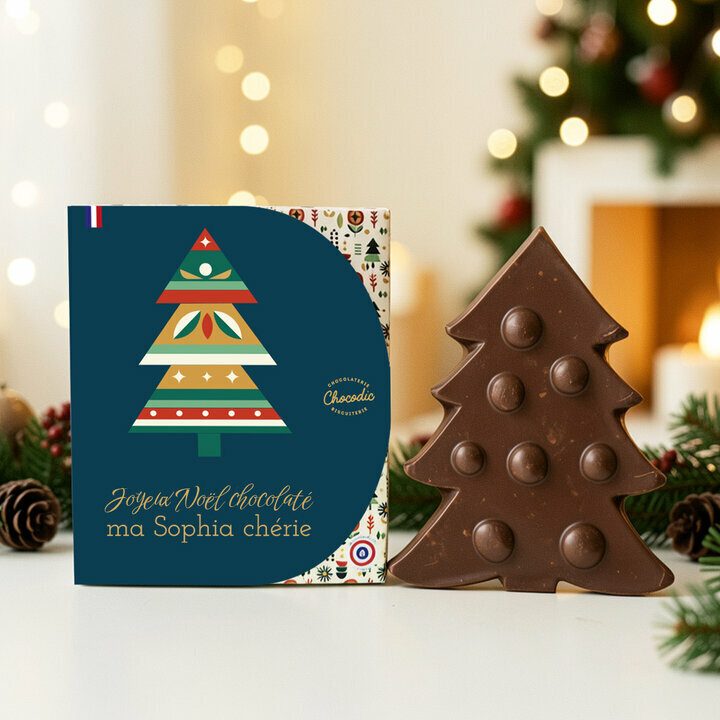 Sapin de No�l en chocolat bo�te personnalis�e