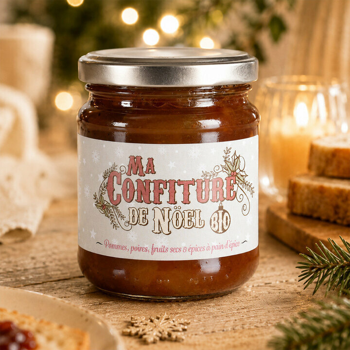 Confiture de No�l Bio (Pommes, poires, fruits secs & �pices � pain d'�pice) - Muroise et Compagnie